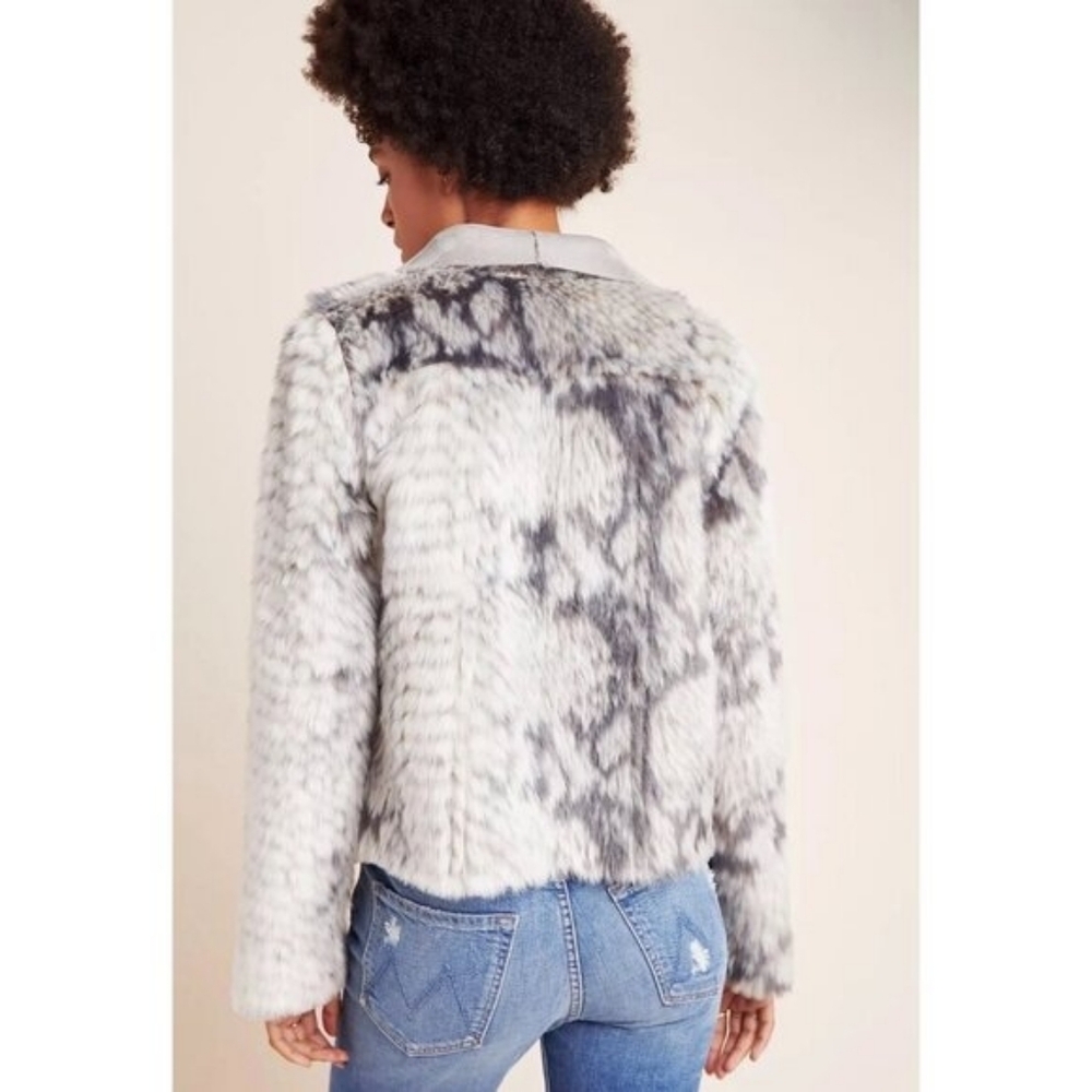 Anthropologie x Marrakech Gray Fur & Suede Reversible Moto Jacket | - Picture 7 of 11